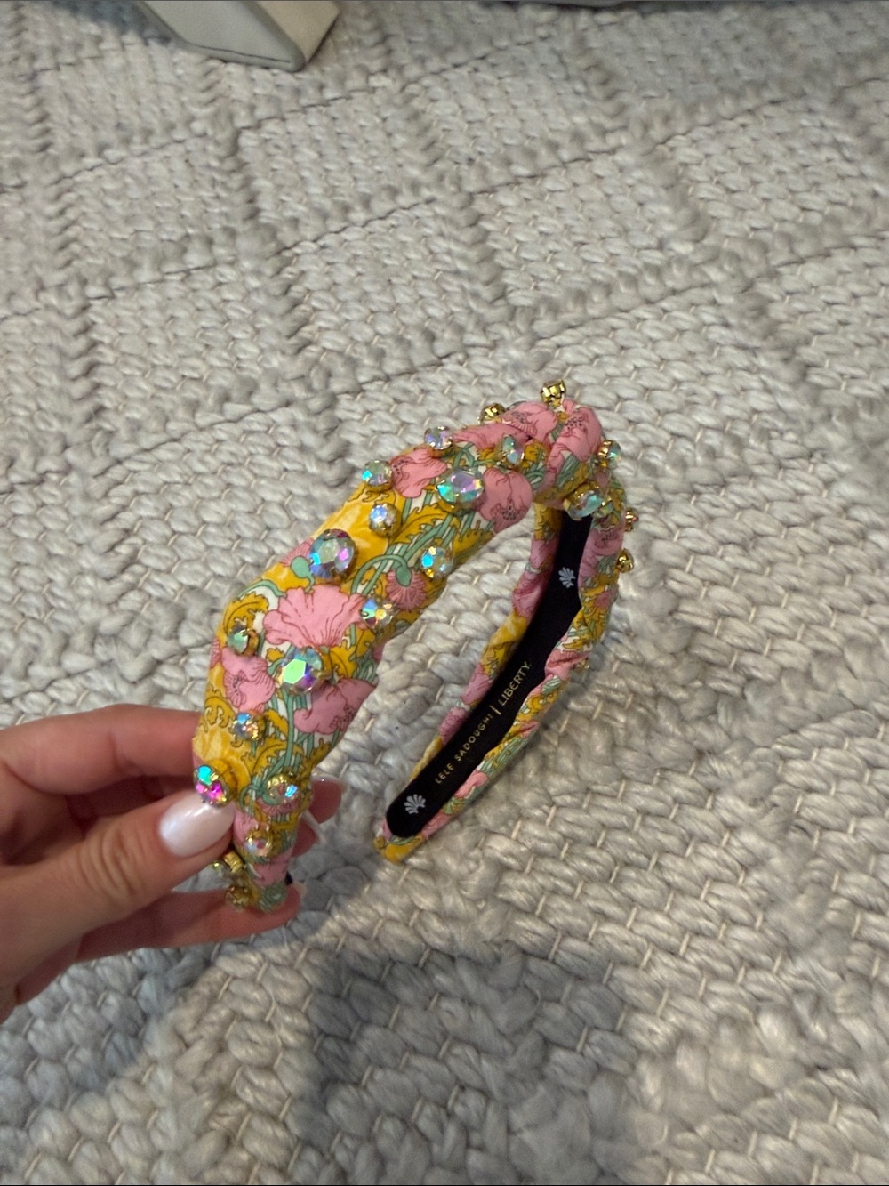 Lele Sadoughi embellished Floral Padded Headband - Yellow & Pink